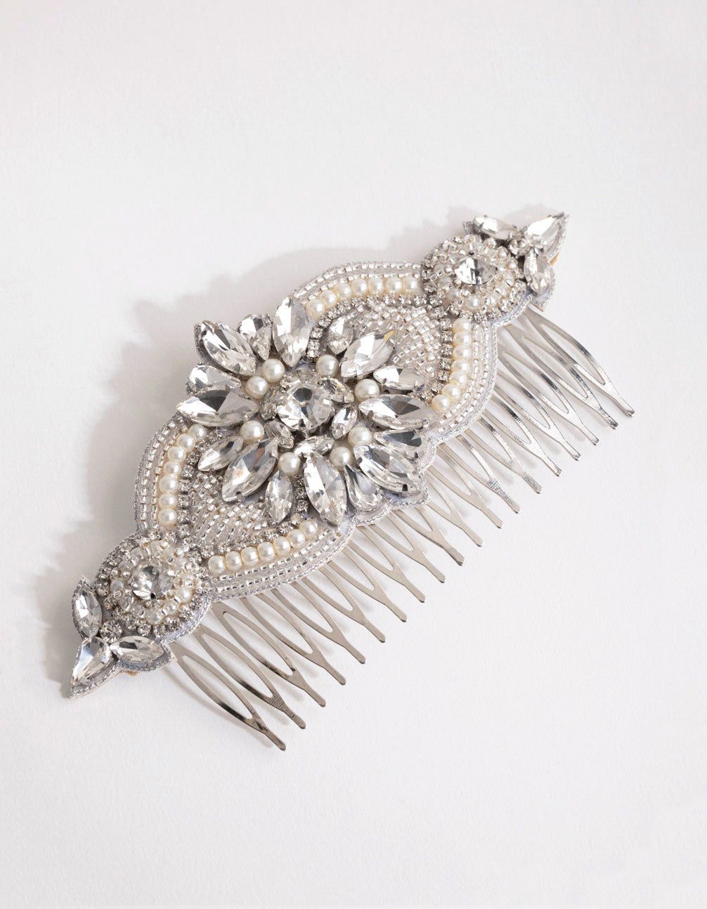 Statement Embossed Pearl Crystal Comb sold by lovisa