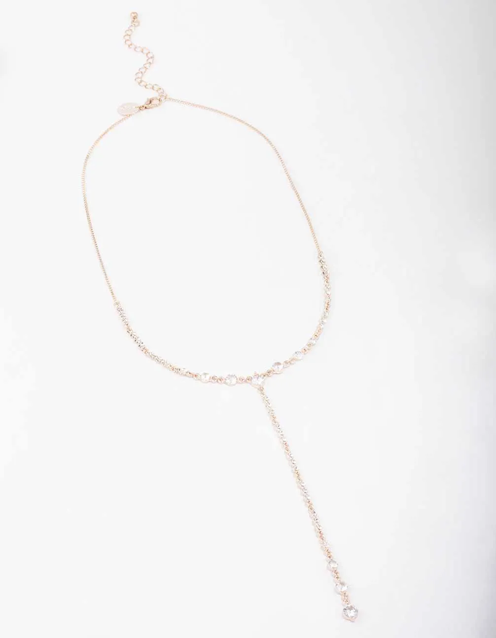 Rose Gold Diamante Lariat Necklace sold by lovisa