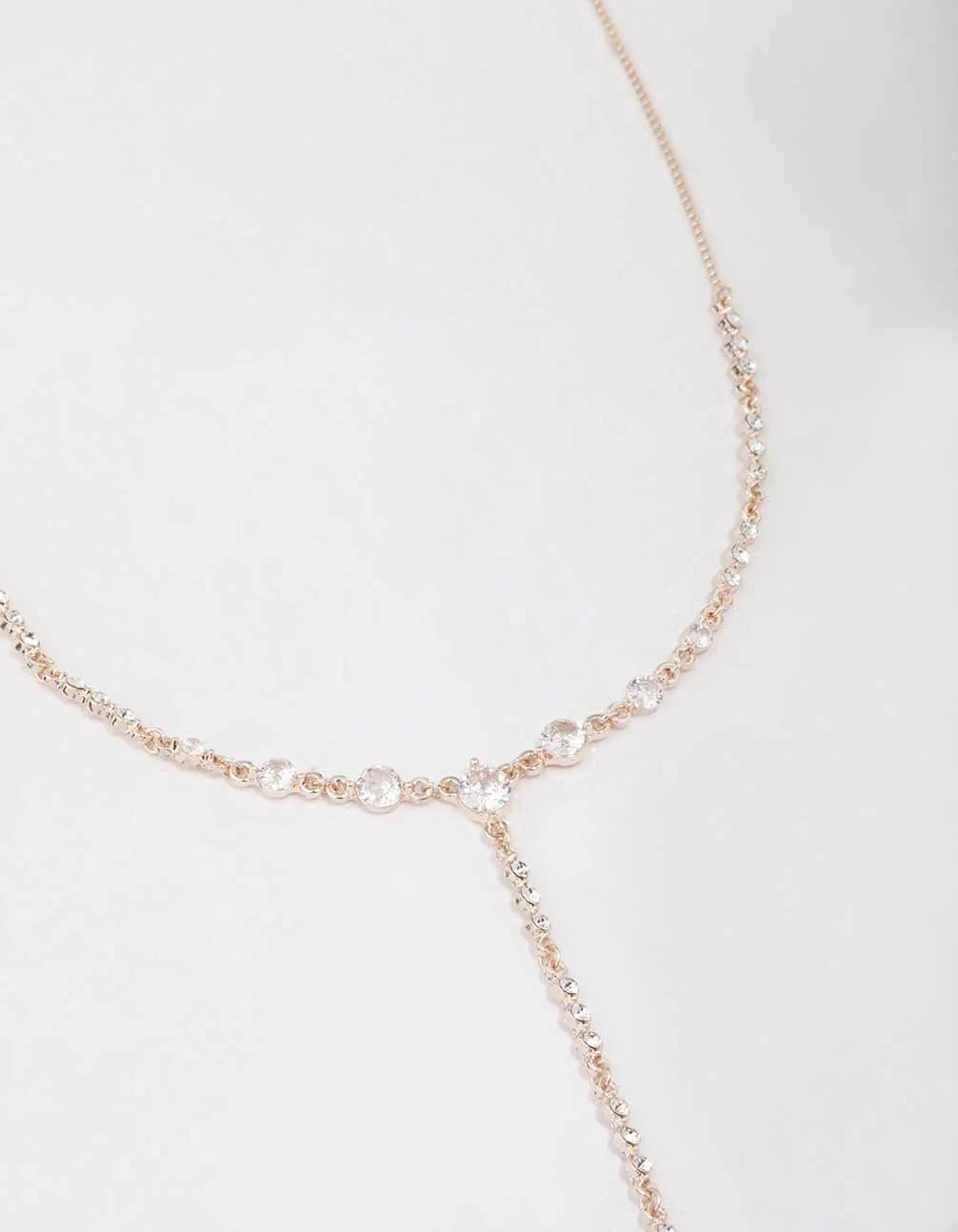 Rose Gold Diamante Lariat Necklace sold by lovisa product image thumbnail 2