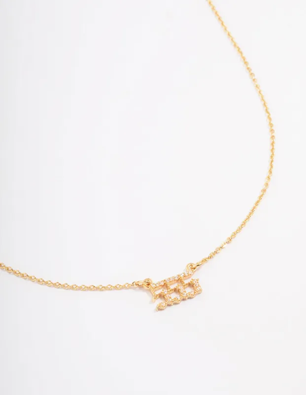 Gold Plated Cubic Zirconia 555 Angel Number Pendant Necklace sold by lovisa