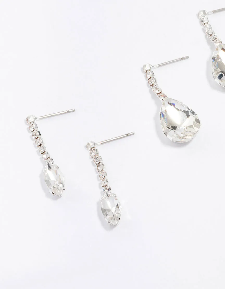 Silver Diamante Drop Earrings 3-Pack sold by lovisa product image thumbnail 2