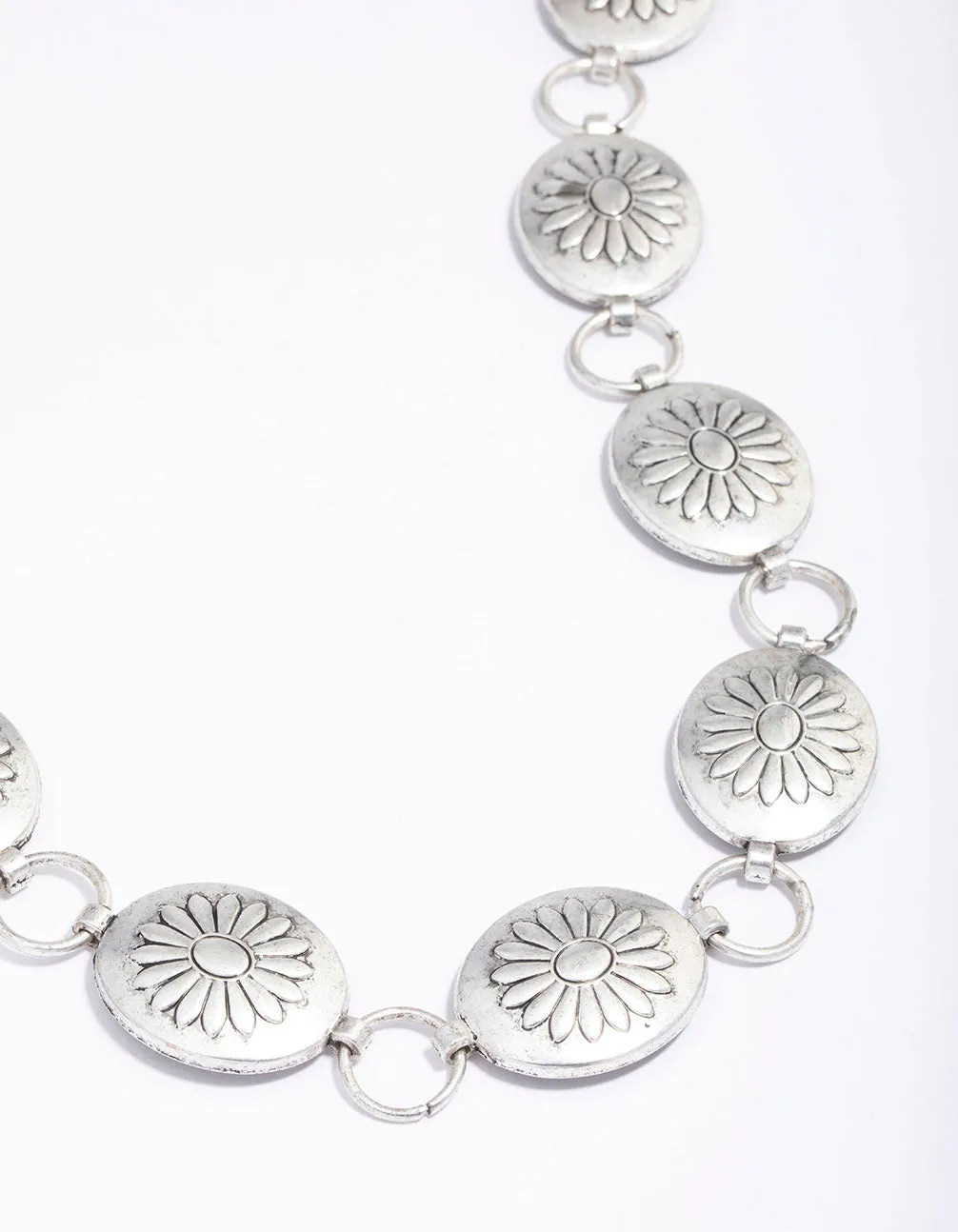 Silver Boho Flower Open Circle Belt sold by lovisa