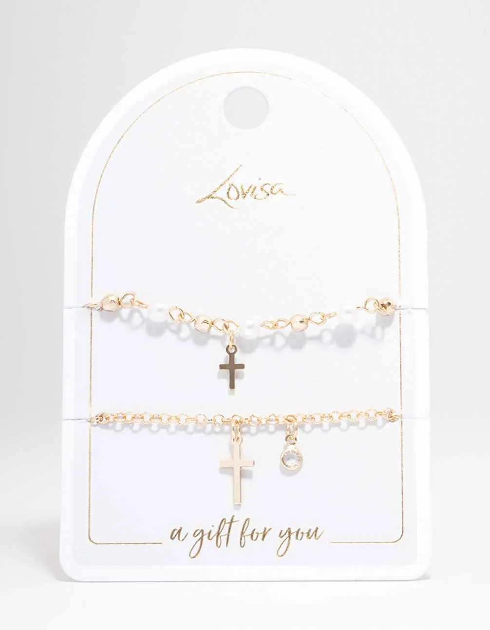 Gold Pearl Cross Charm Bracelet Pack sold by lovisa product image thumbnail 3