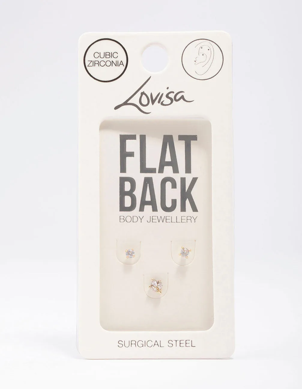 Gold Plated Surgical Steel Triangular Leaf Flat Back 3-Pack sold by lovisa product image thumbnail 3