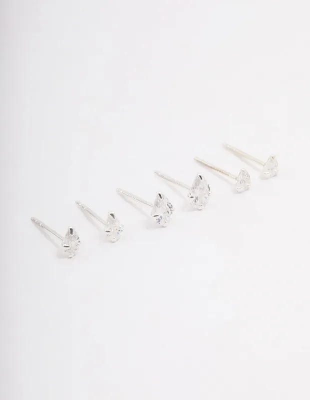 Sterling Silver Cubic Zirconia Stud Earring 3-Pack sold by lovisa