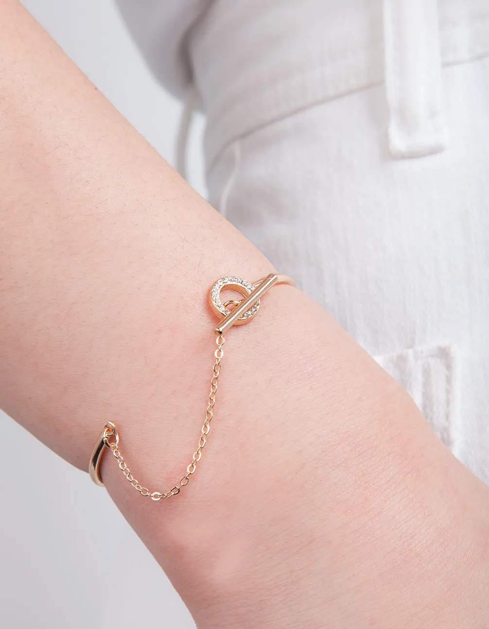Gold Diamante Link Cuff Bracelet sold by lovisa product image thumbnail 2