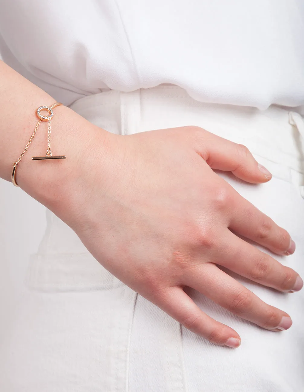 Gold Diamante Link Cuff Bracelet sold by lovisa