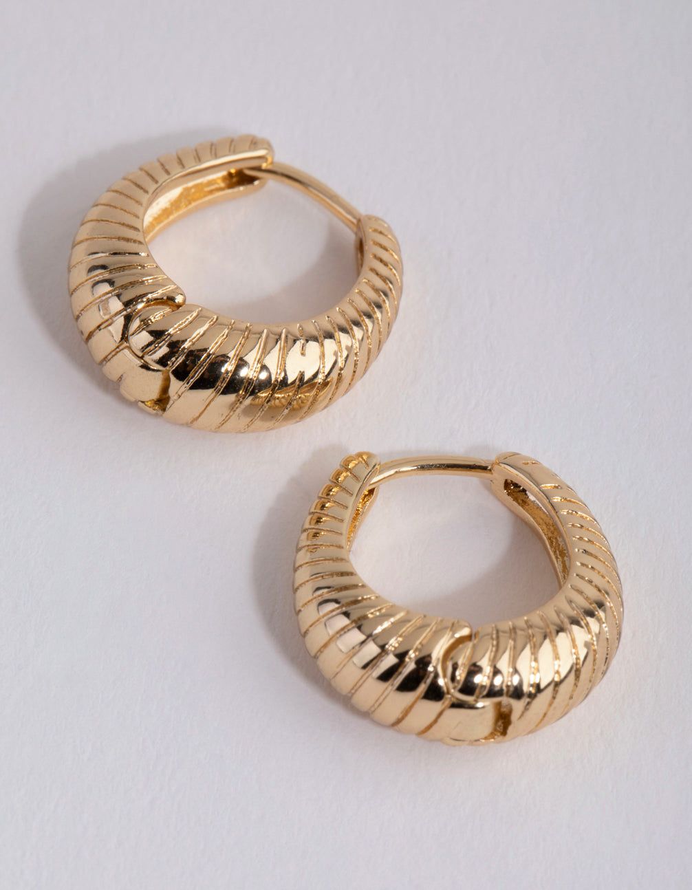Gold Plated Oval Swirl Huggie Hoop Earrings sold by lovisa product image thumbnail 3