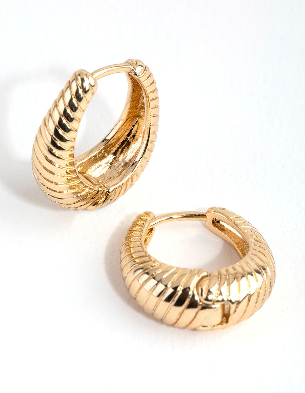 Gold Plated Oval Swirl Huggie Hoop Earrings sold by lovisa