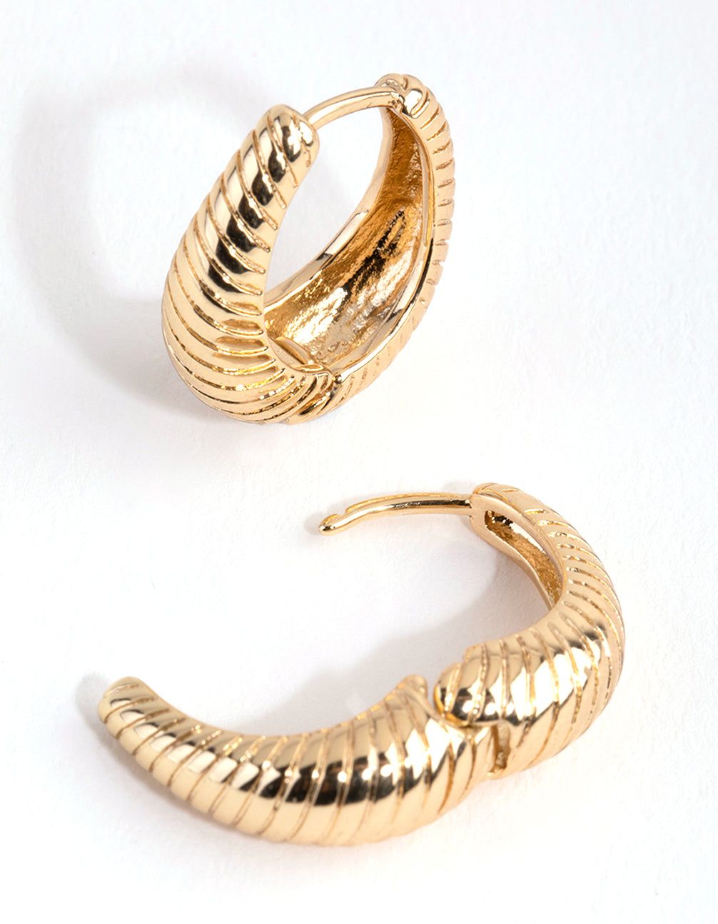 Gold Plated Oval Swirl Huggie Hoop Earrings sold by lovisa product image thumbnail 2