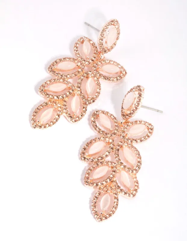 Rose Gold Cats Eye Diamante Drop Earrings sold by lovisa