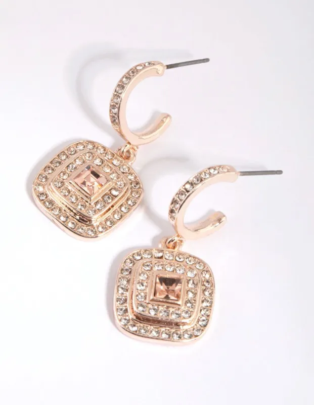 Rose Gold Centre Stone Huggie Earrings sold by lovisa