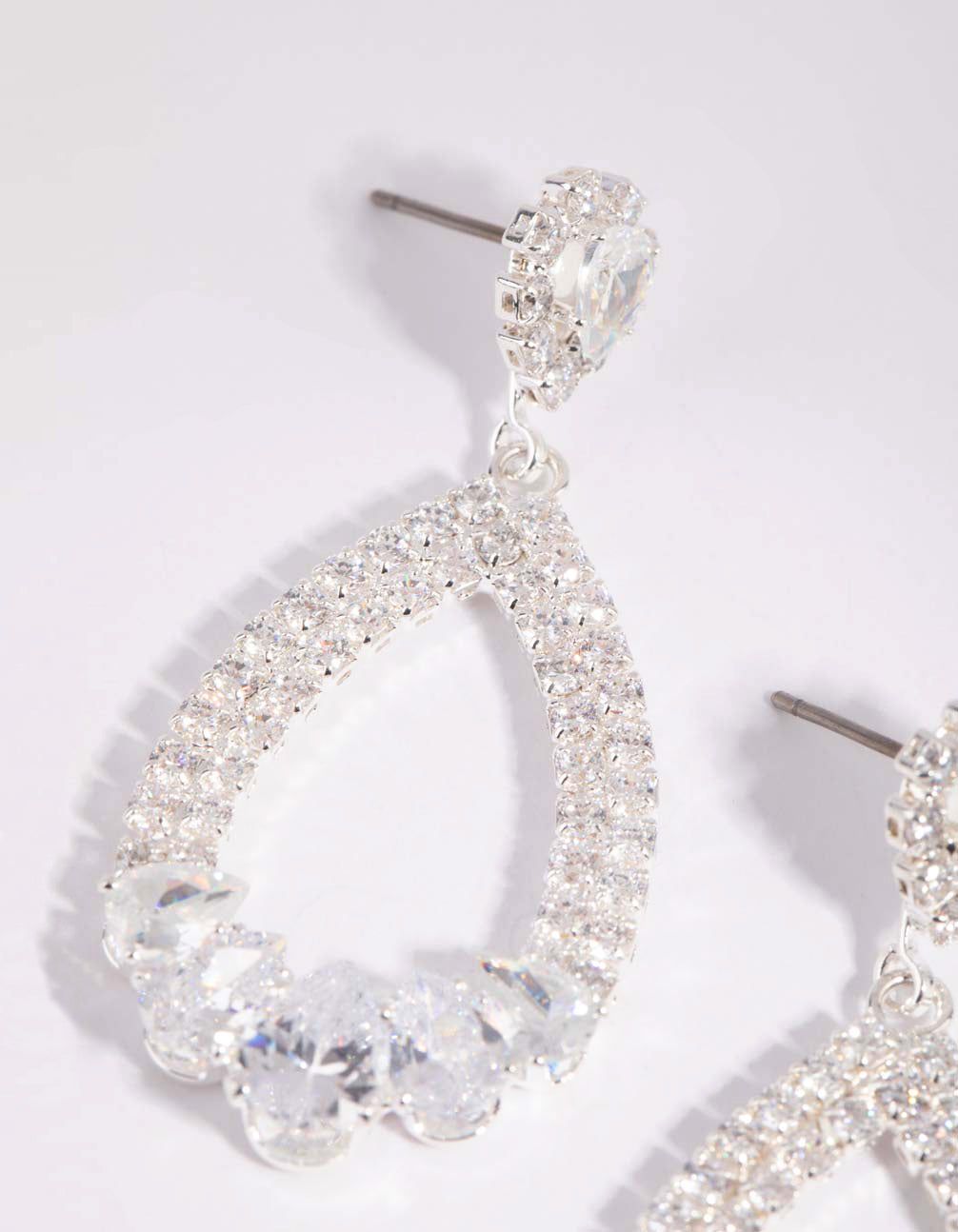 Silver Cubic Zirconia Pear Drop Earrings sold by lovisa product image thumbnail 2