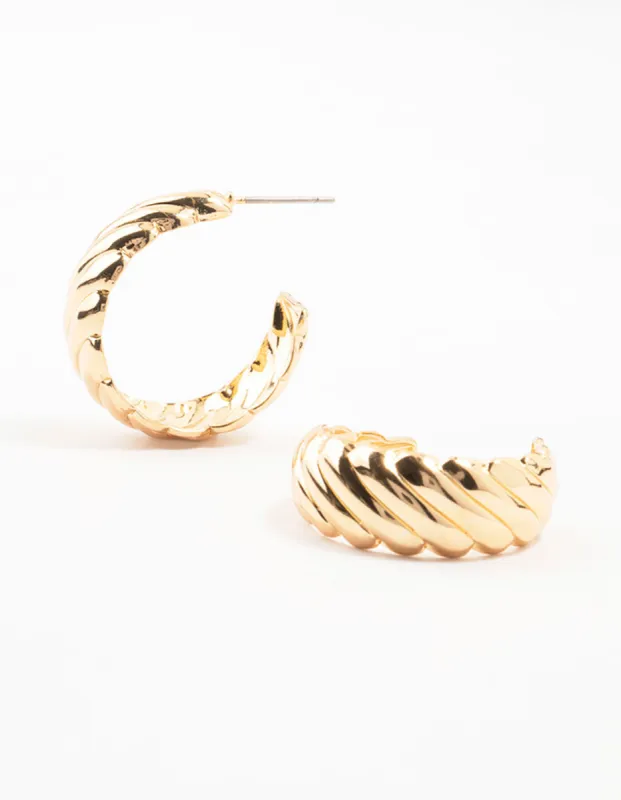 Gold Teardrop Croissant Hoop Earrings sold by lovisa