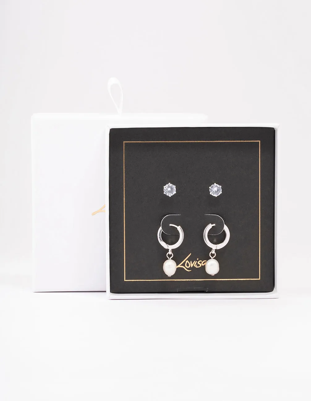 Silver Diamante & Pearl Earring Pack sold by lovisa product image thumbnail 2