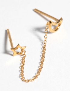 Gold Plated Sterling Silver Celestial Stud Earrings sold by lovisa
