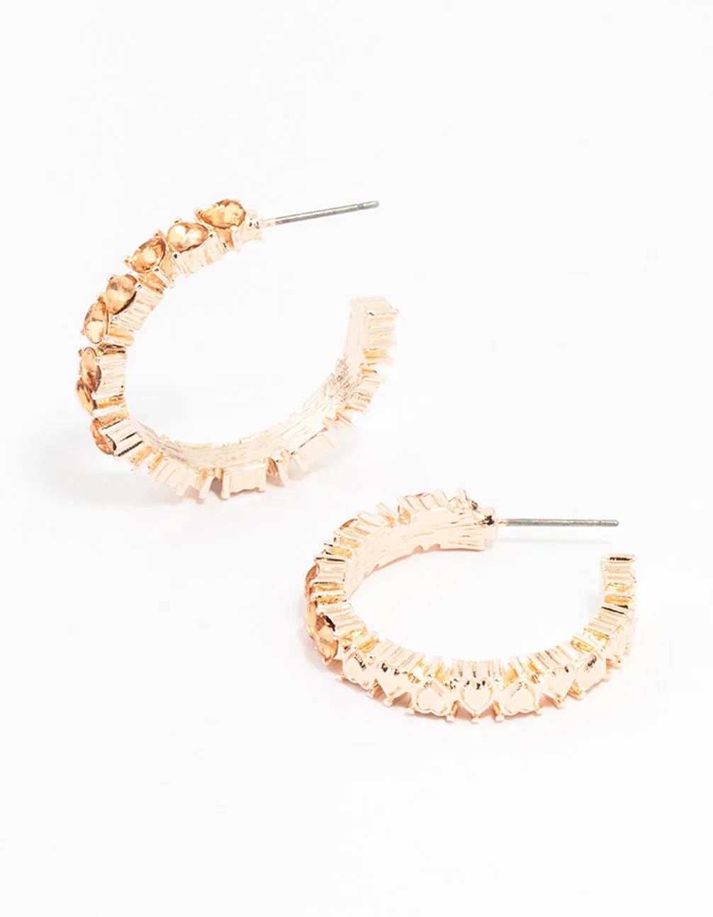 Rose Gold Diamante Pear Hoop Earrings sold by lovisa