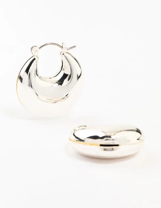 Puffy Silver Stretch Hoop Earrings sold by lovisa
