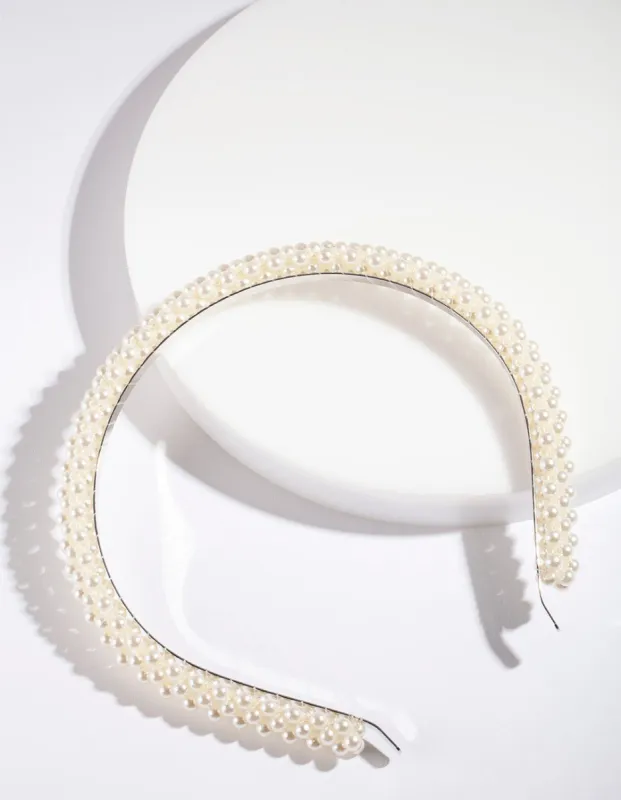 Silver Small Pearl Headband sold by lovisa