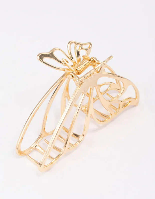 Gold Small Butterfly Hair Claw Clip sold by lovisa