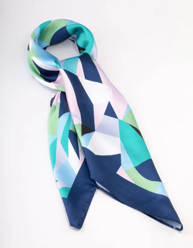 Blue Fabric Geometric Printed Scarf sold by lovisa