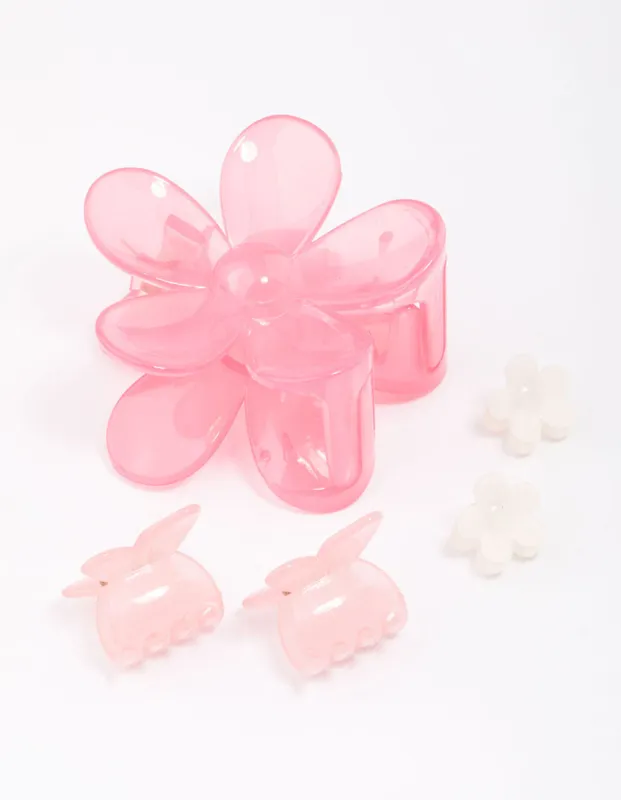 Pink Mixed Daisy Flower Hair Claw Clip 5-Pack sold by lovisa