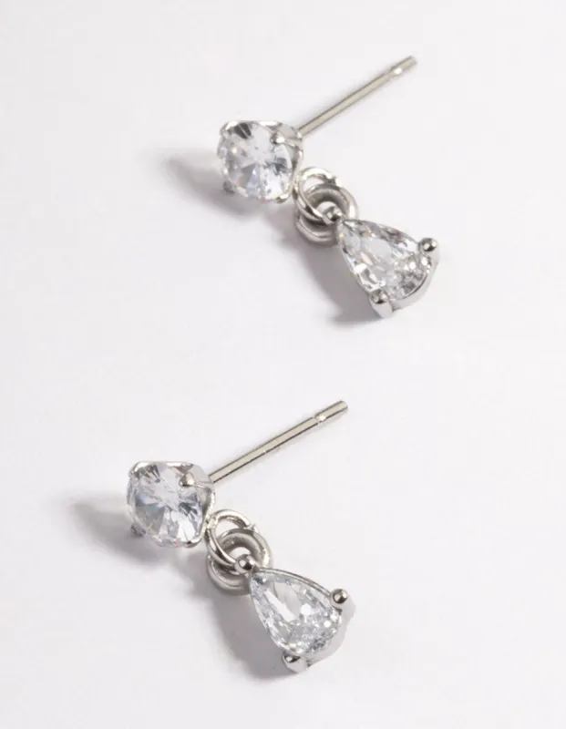 Rhodium Surgical Steel Teardrop Stud Earrings sold by lovisa