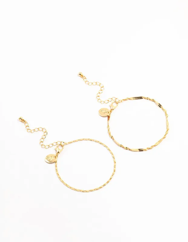 Gold Twisted Tab Bracelets 2-Pack sold by lovisa