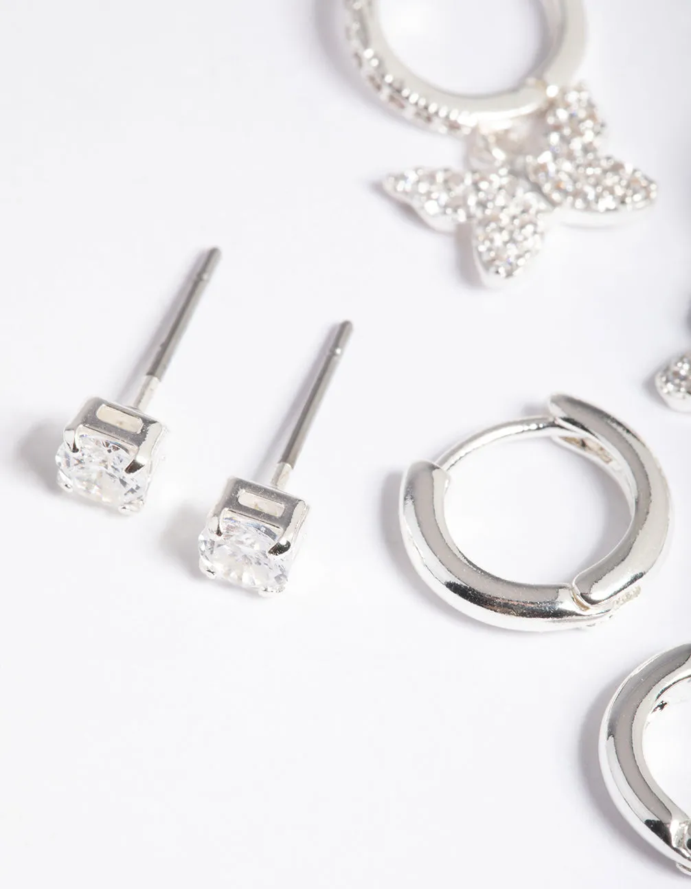 Silver Plated Cubic Zirconia Pave Butterfly Earring 6-Pack sold by lovisa product image thumbnail 3