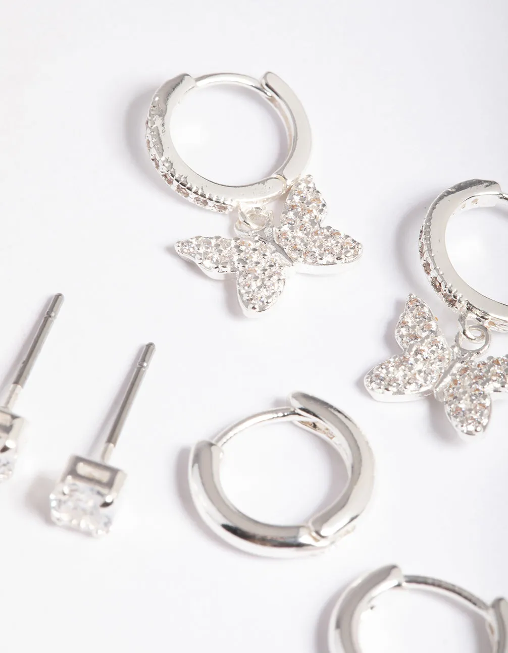 Silver Plated Cubic Zirconia Pave Butterfly Earring 6-Pack sold by lovisa product image thumbnail 2