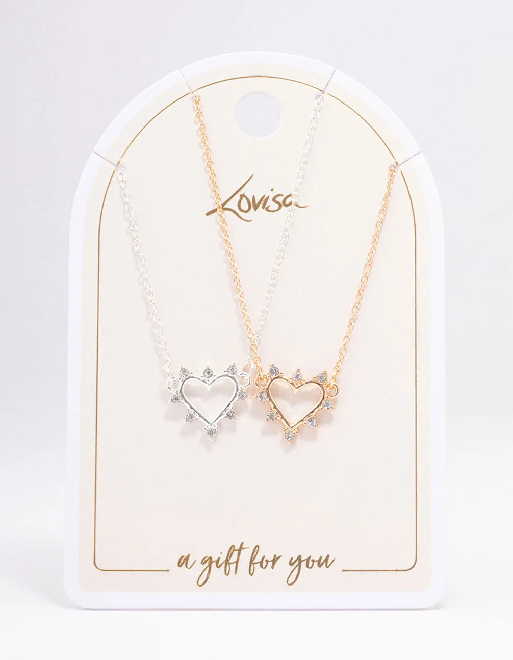 Mixed Metal Open Heart Diamante Necklace sold by lovisa product image thumbnail 2