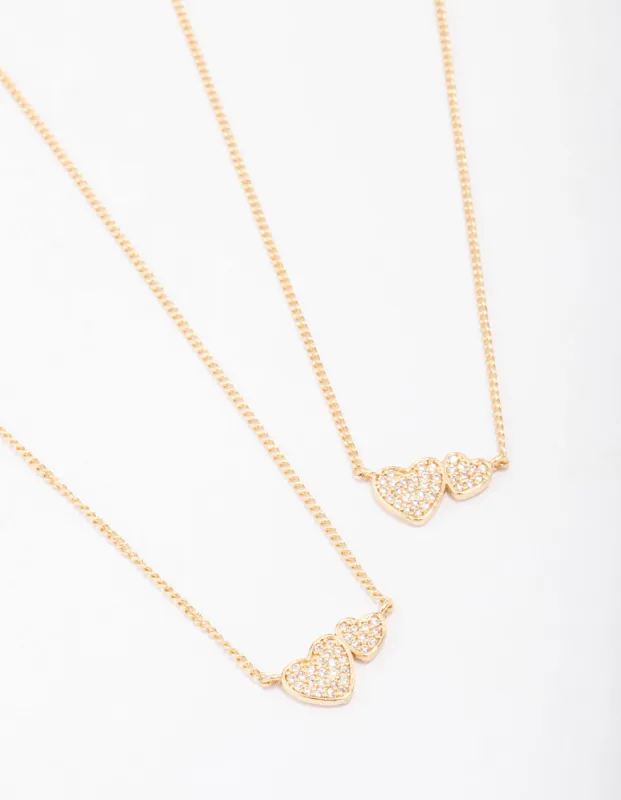 Gold Plated Cubic Zirconia Link Heart Necklace Pack sold by lovisa