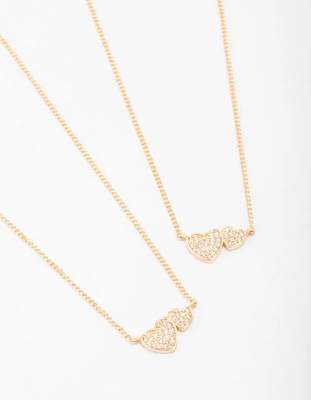 Gold Plated Cubic Zirconia Link Heart Necklace Pack sold by lovisa