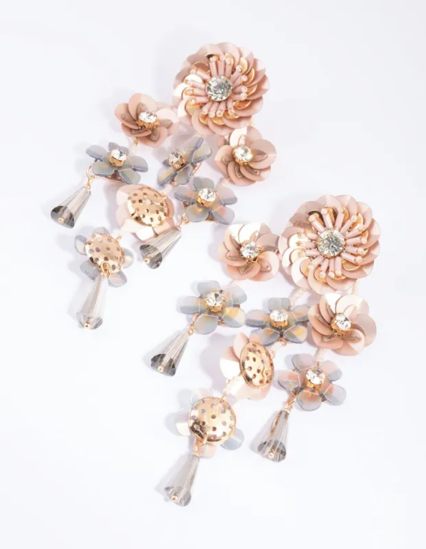 Blush Flower Sequin Drop Earrings sold by lovisa