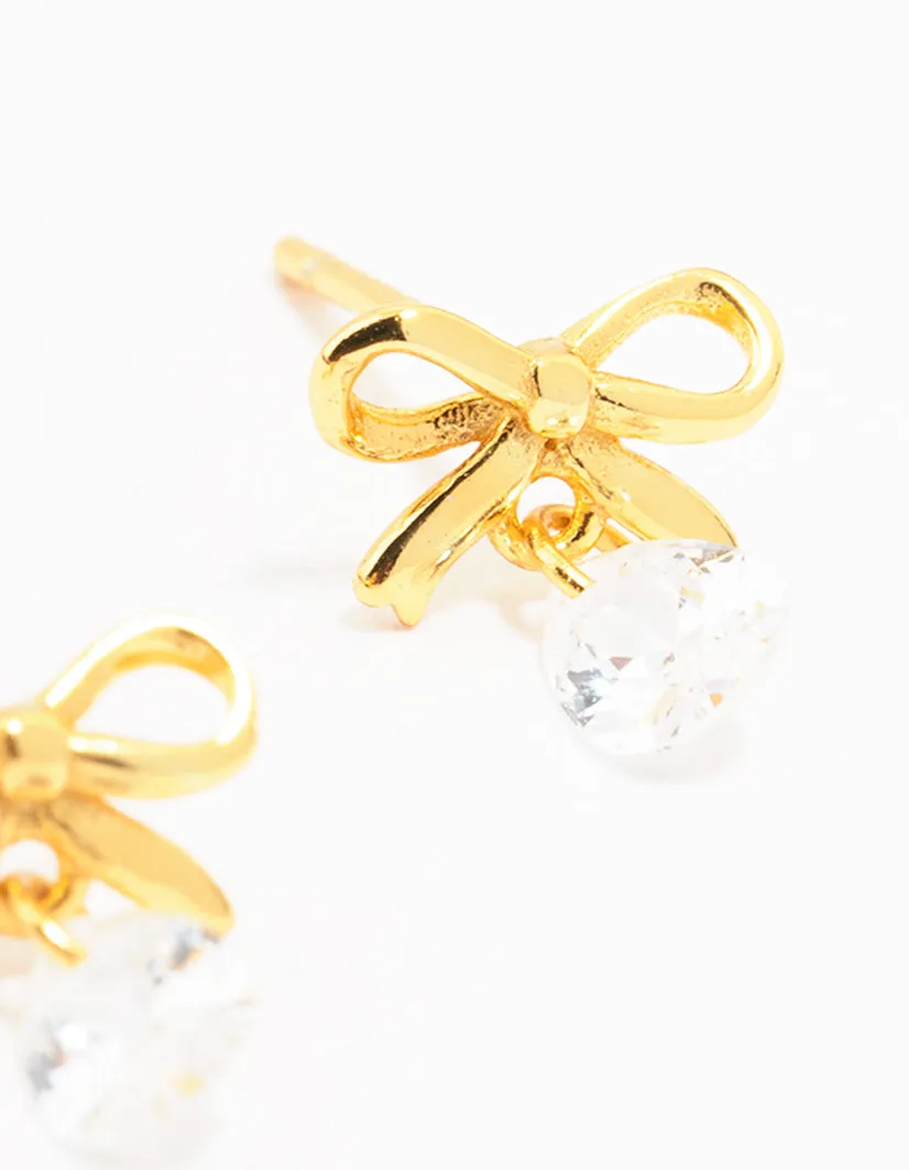 Gold Plated Sterling Silver Bow & Pear Earrings sold by lovisa