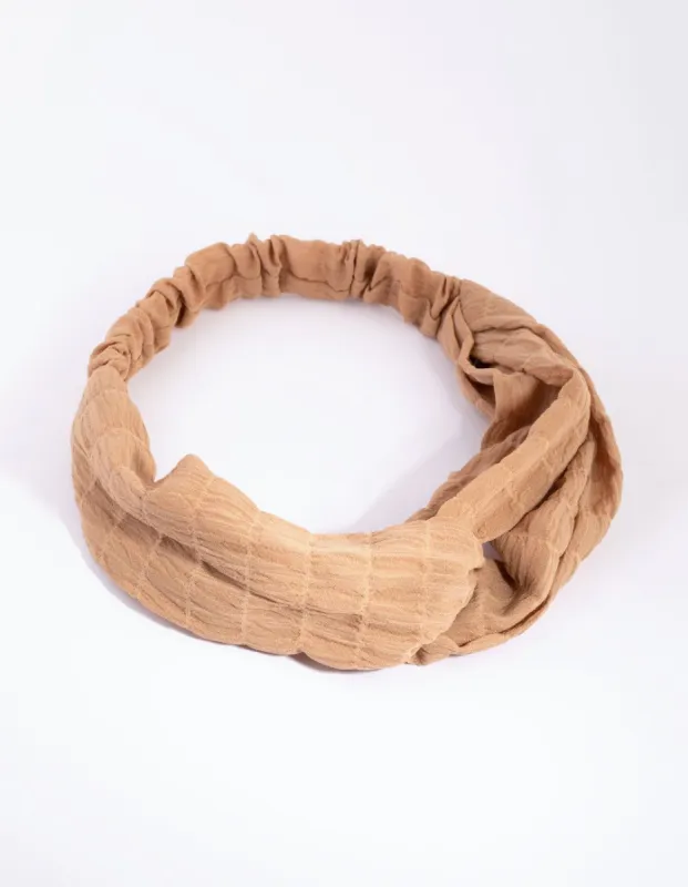 Textured Tan Stretch Headband sold by lovisa