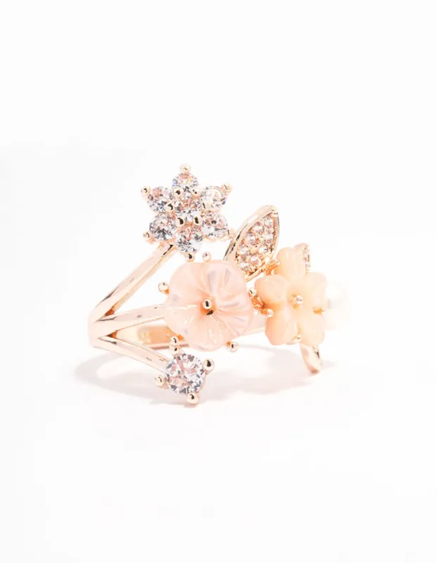 Rose Gold Plated Floral Bouquet Ring sold by lovisa