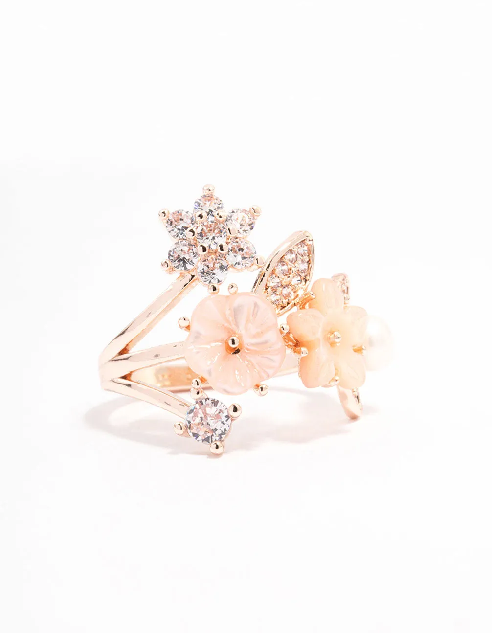 Rose Gold Plated Floral Bouquet Ring sold by lovisa