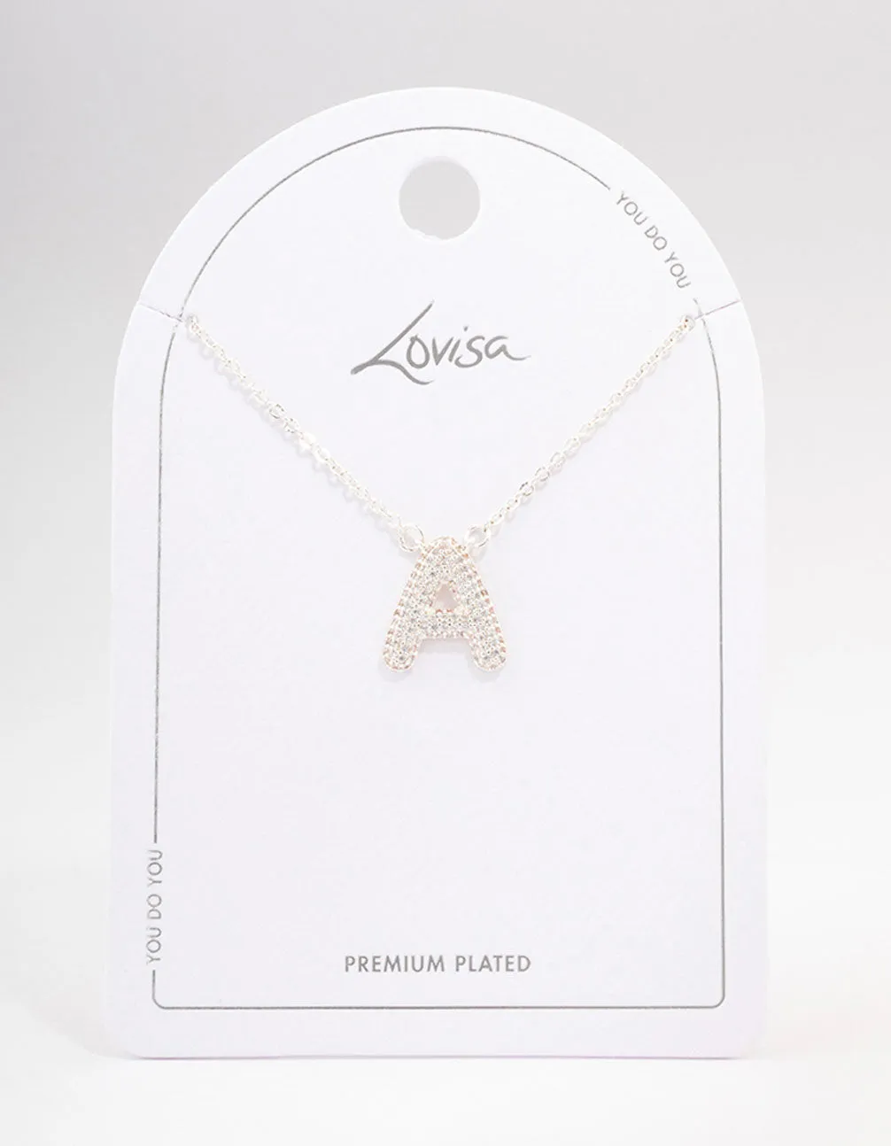 Letter A Silver Plated Pave Pendant Initial Necklace sold by lovisa product image thumbnail 3