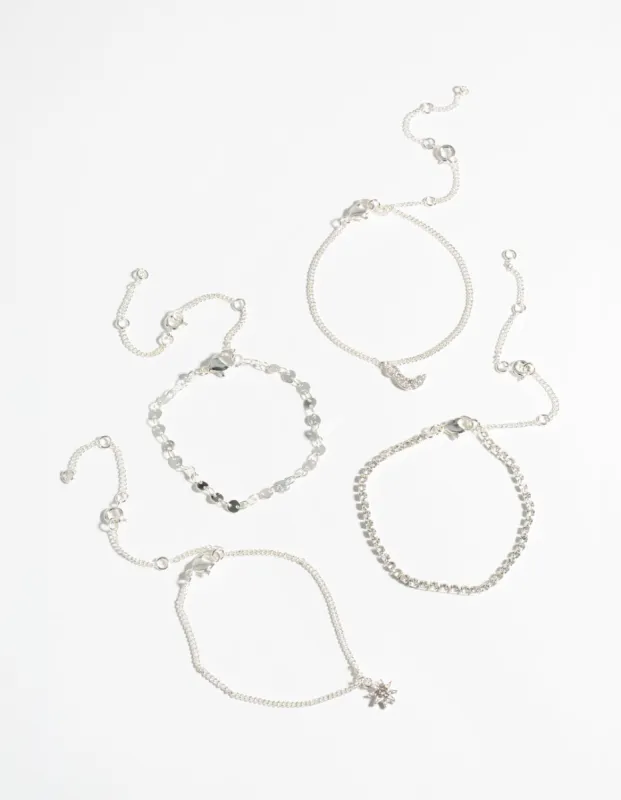 Rhodium 4-Pack Celestial Anklet or Bracelet sold by lovisa