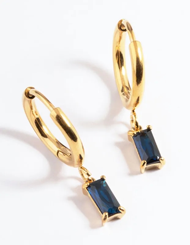 Gold Plated Square Cubic Zirconia Hoop Earrings sold by lovisa