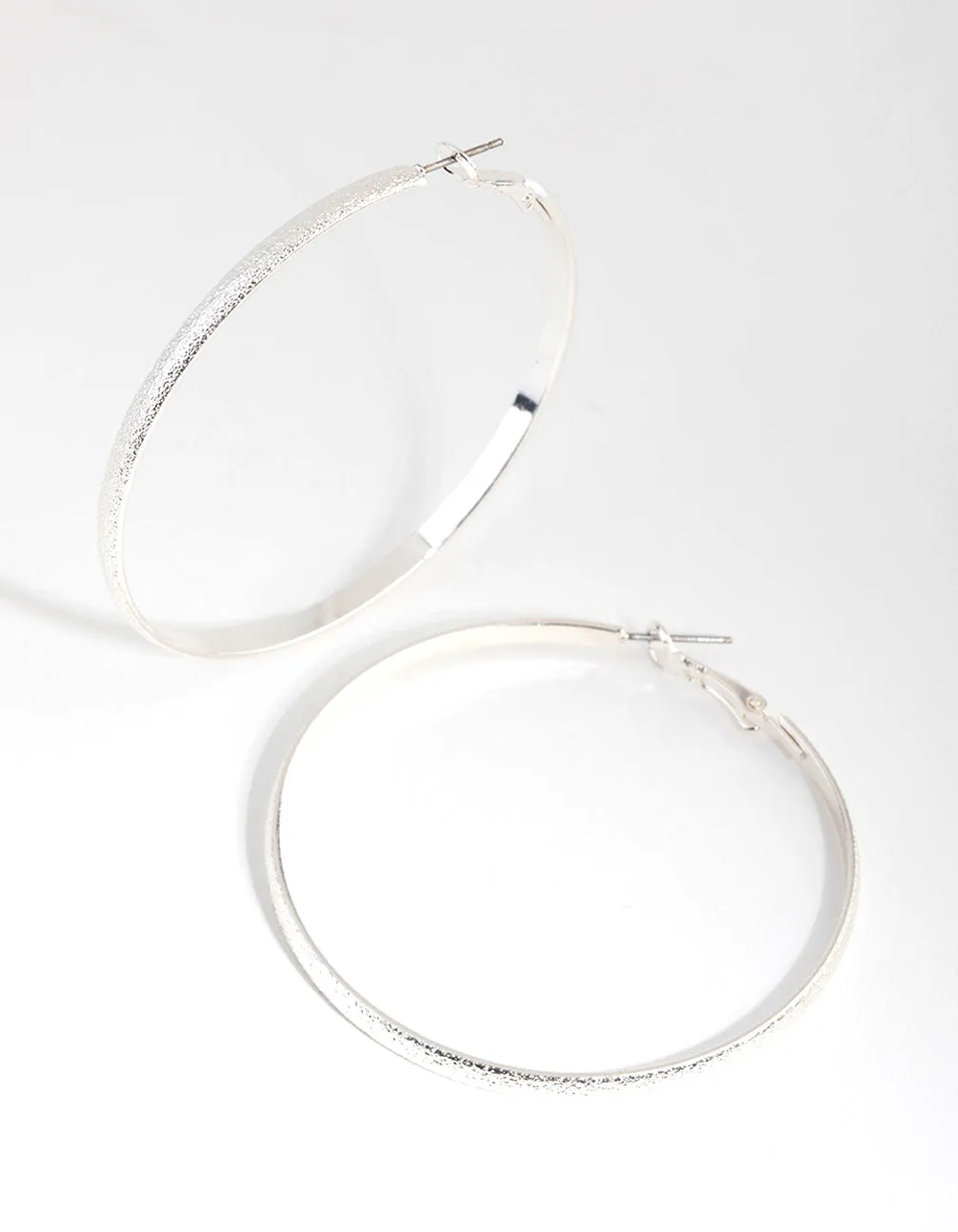 Silver Brushed 55mm Textured Hoop Earrings sold by lovisa