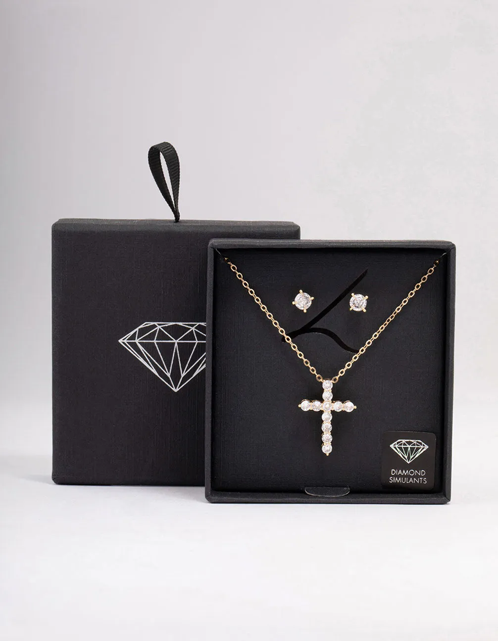 Gold Large Round Cubic Zirconia Cross Jewellery Set sold by lovisa product image thumbnail 3