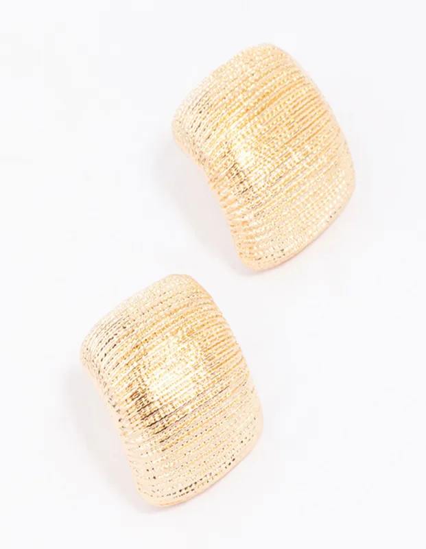 Gold Curved Textured Stud Earrings sold by lovisa