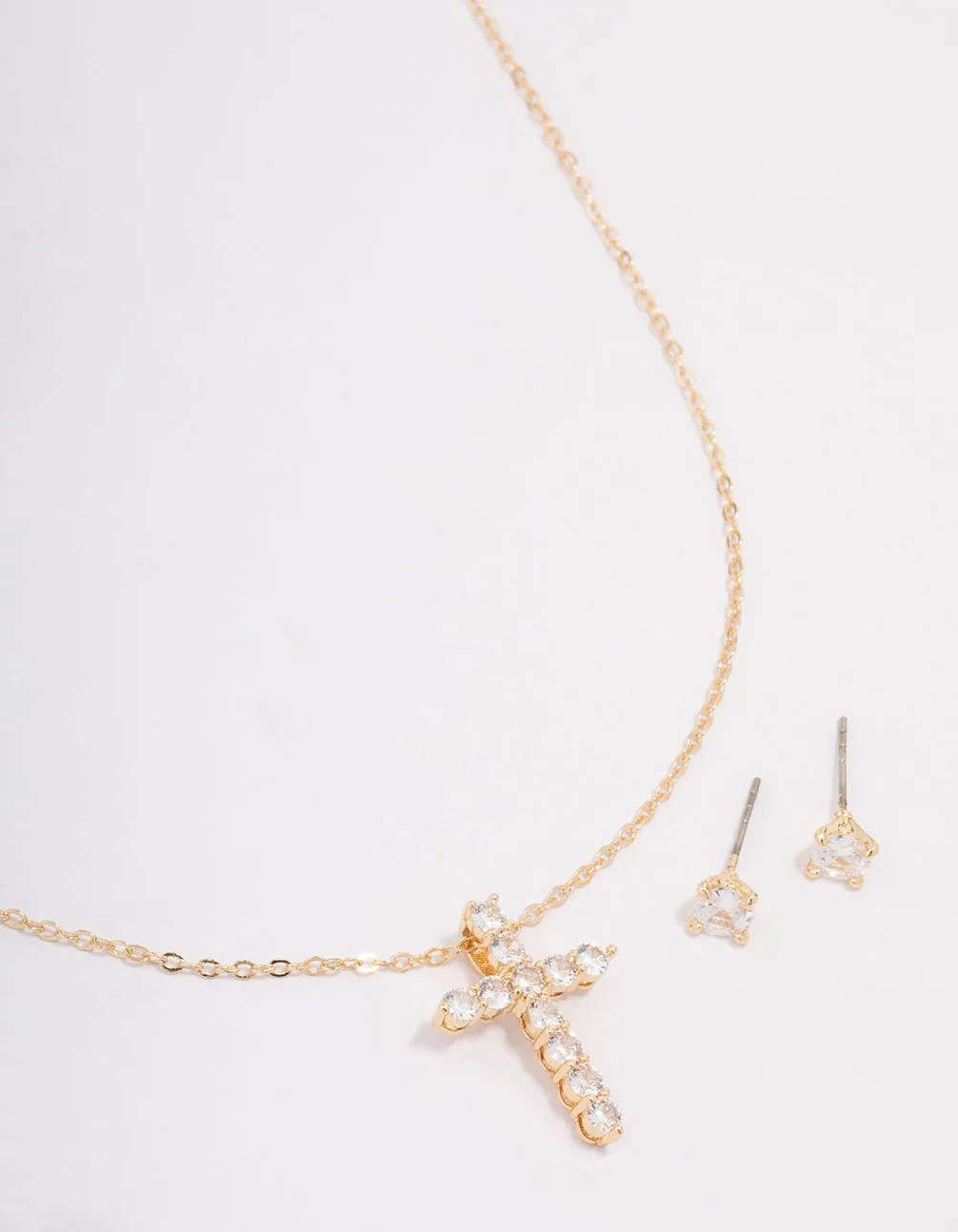 Gold Large Round Cubic Zirconia Cross Jewellery Set sold by lovisa