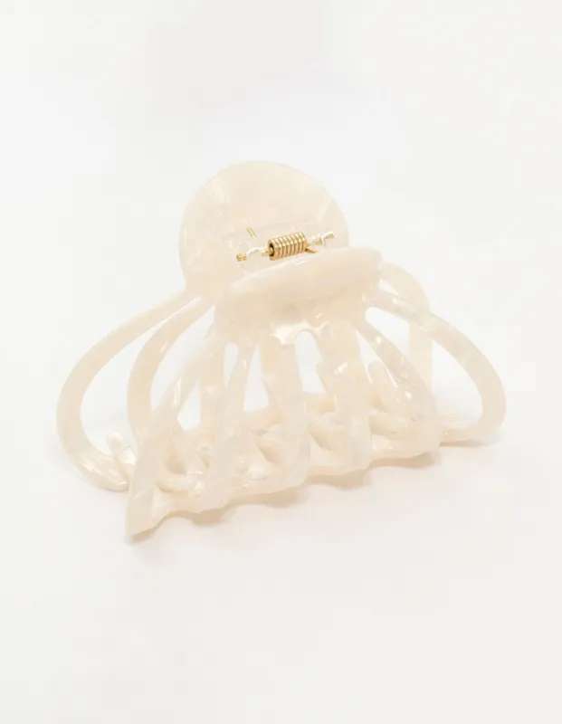 White Marbled Acrylic Wide Claw Clip sold by lovisa