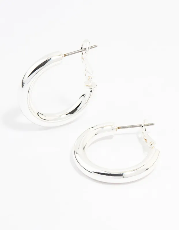 Silver Thin C Hoop Earrings sold by lovisa