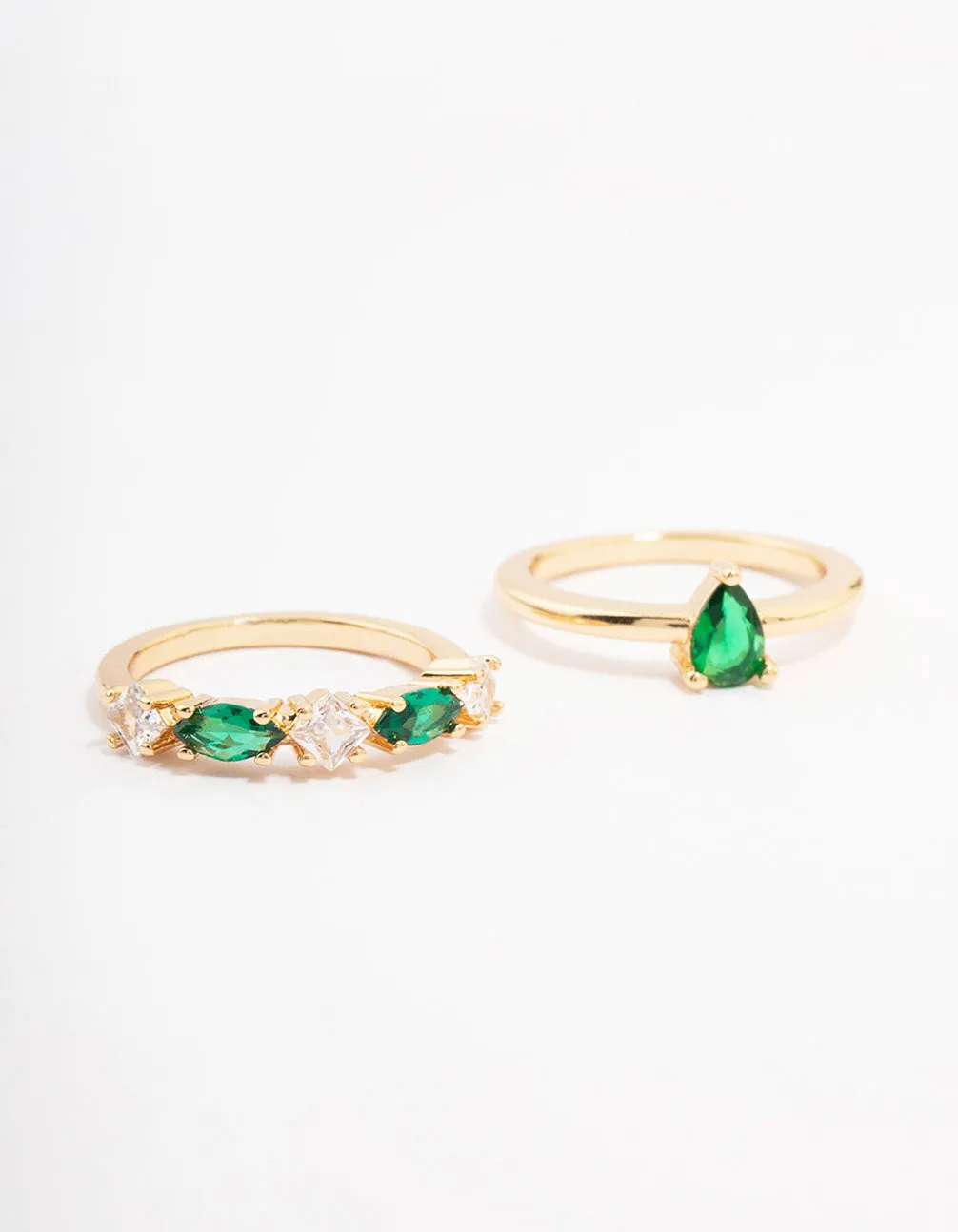 Gold Plated Alternating Cubic Zirconia Pear Stacking Ring Pack sold by lovisa