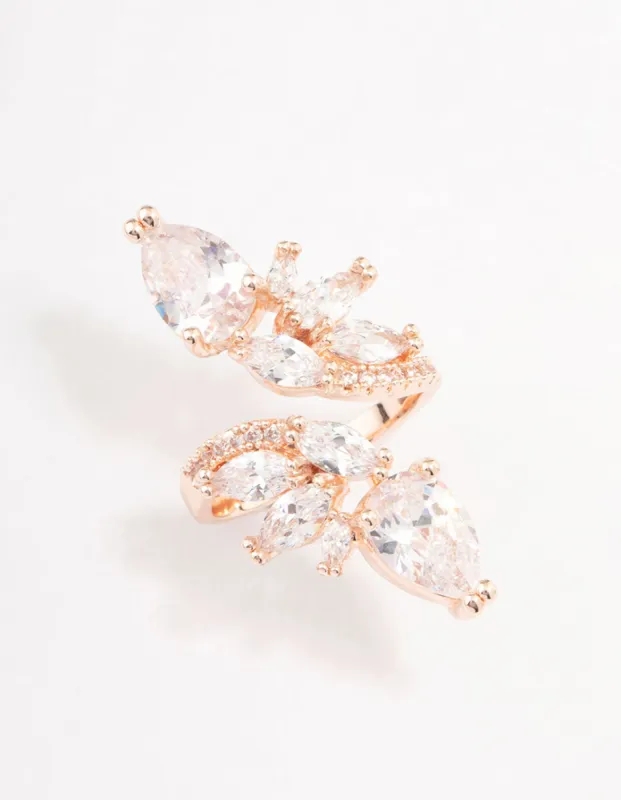 Rose Gold Linear Floral Ring sold by lovisa