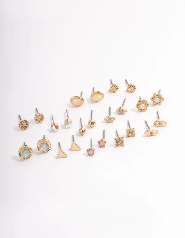 Gold Resin Geometric Stud Earring 12-Pack sold by lovisa